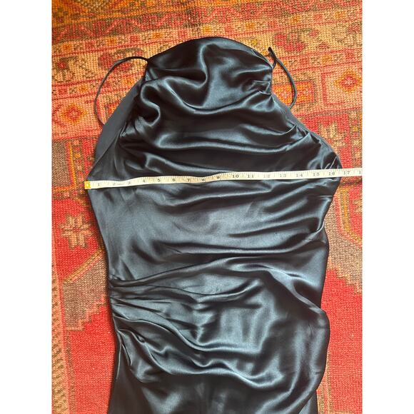 Amanda Uprichard Silk Ruched Georgina Dress Sleeveless In Ink Size Large - Picture 4 of 9